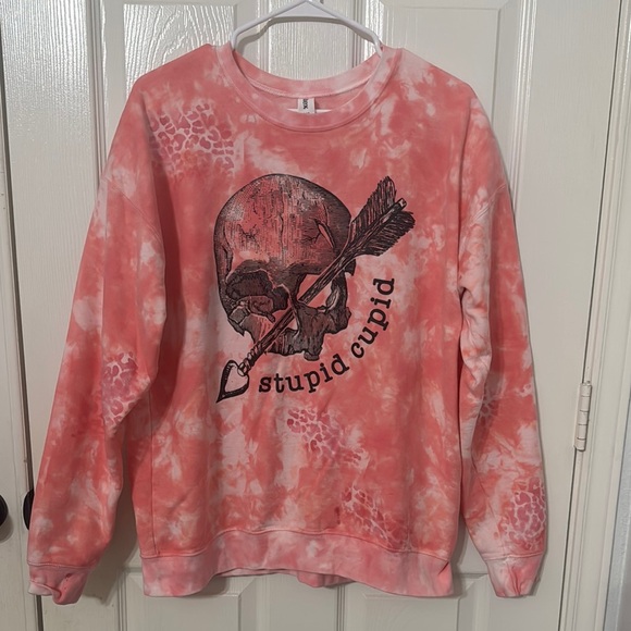 Tultex Sweaters - #10 Pink Tie-Dye Skull Sweatshirt